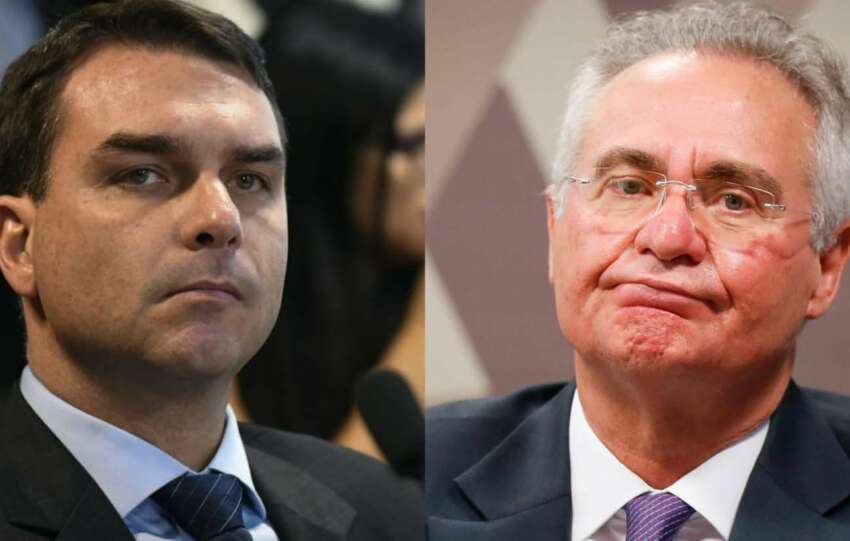 Flávio Bolsonaro e Renan Calheiros discutem
